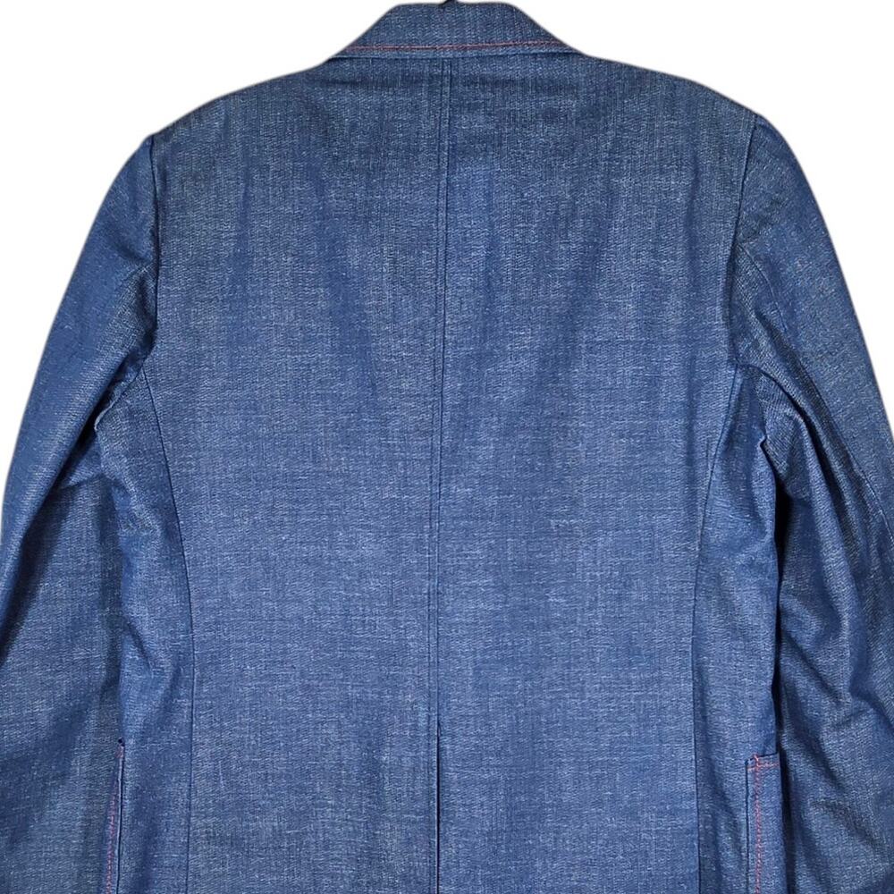 Vintage Denim Sports Coat Men 40 h.i.s. Sportclothes Blue Contrast Red Stitching - Picture 6 of 9